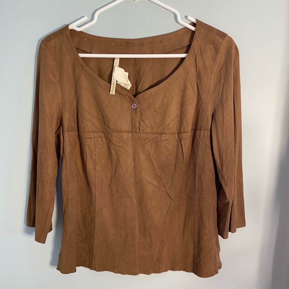 Vintage Faux Suede 90s Empire Waist Top